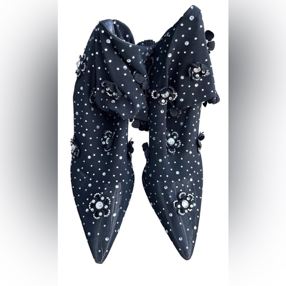 Azalea Wang Smarlowe Floral Appliqued Sheer Mesh Mid Calf Booties | Size 8 - Picture 7 of 14